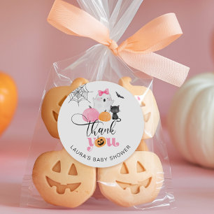 Little Boo rosa gruselige Babyparty Danke Runder Aufkleber