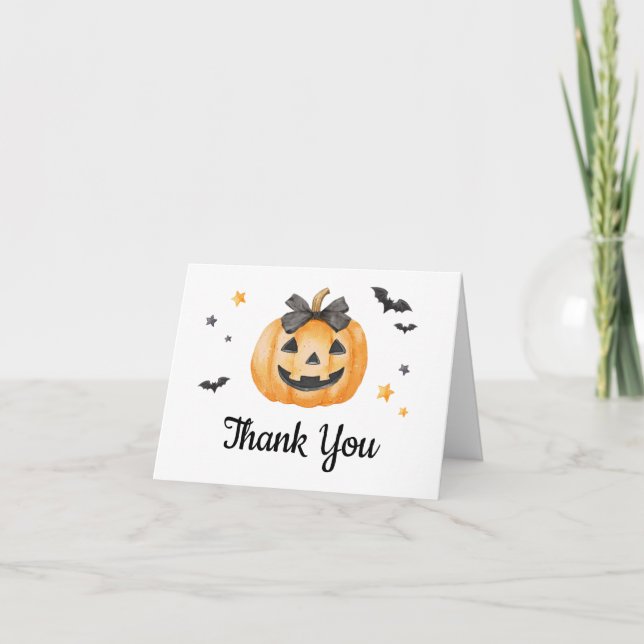 Little Boo Spooky Pumpkin Baby Dusche Dankeskarte (Vorderseite)