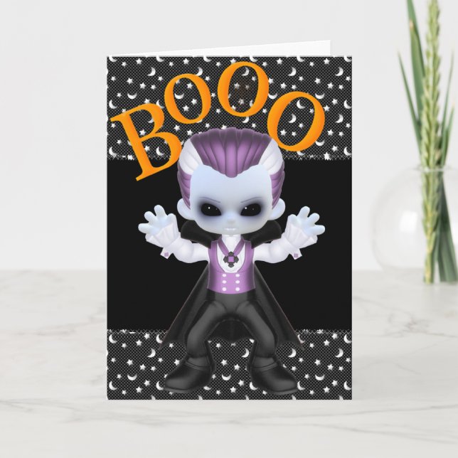 Little Boo Vampire Halloween Grußkarten Karte (Vorderseite)