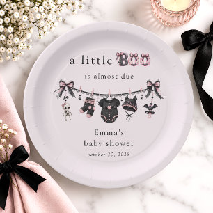 Little Boo Wäscheleine Rosa Schwarz Baby-Party Pappteller