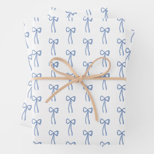 Little Bow Blue Coquette Duschgeschenk Wrap Geschenkpapier Set