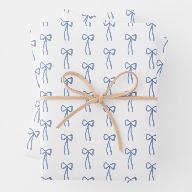 Little Bow Blue Coquette Duschgeschenk Wrap Geschenkpapier Set (Beispiel)