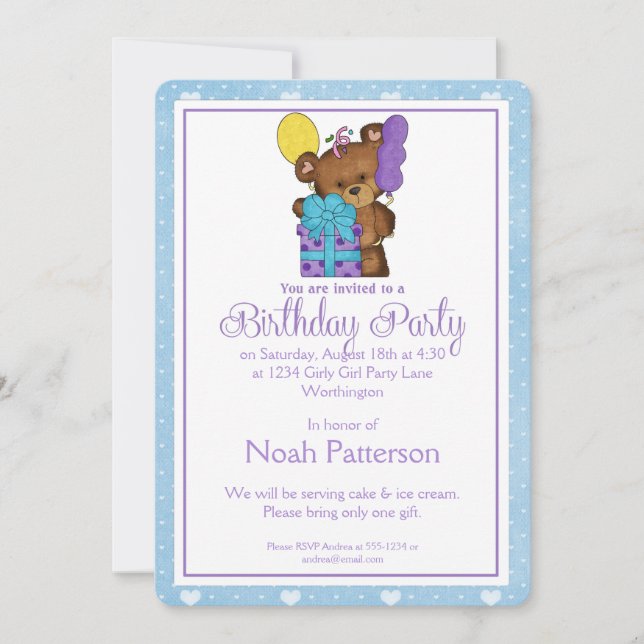 Little Boy Birthday Party Einladung Teddy Bear 2 (Vorderseite)