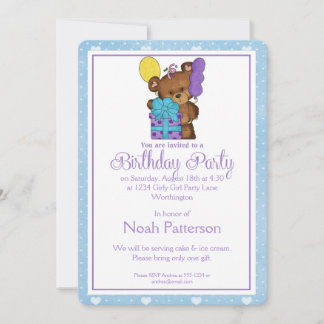 Little Boy Birthday Party Einladung Teddy Bear 2