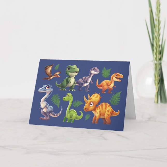Little Boy Birthday Variety Dinosaurier on Blue Karte (Vorderseite)