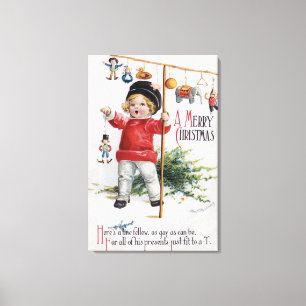 Little Boy, das seine Geschenke zeigt Leinwanddruck