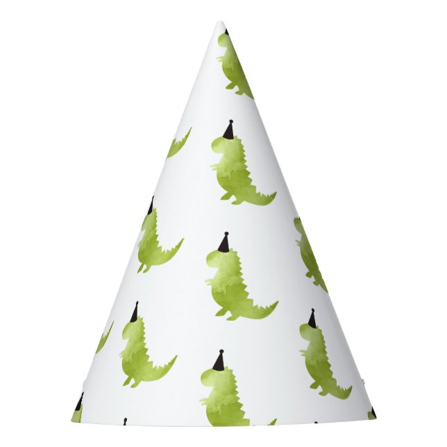 Little Boy Dinosaur Theme Dino Green und Black Hat Partyhütchen (Vorderseite)