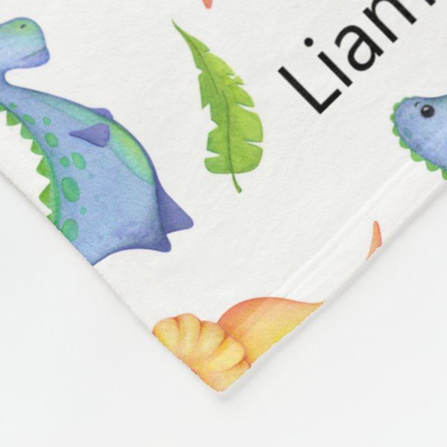 Little Boy Dinosaurier Name Kinderzimmer Niedlich Fleecedecke (Ecke)