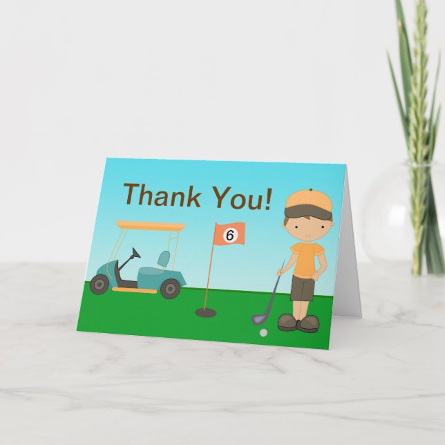 Little Boy Golf Danke-Card Dankeskarte (Vorderseite)
