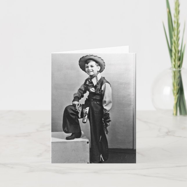 Little Boy in Cowboy Outfit Notecard Karte (Vorderseite)
