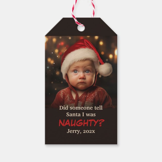 Little Boy Naughty List Fun Foto Geschenkanhänger (Vorderseite)