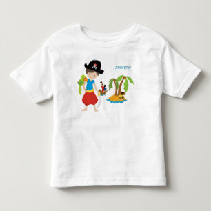 Little Boy Pirate mit Schatz und Papagei Kleinkind T-shirt