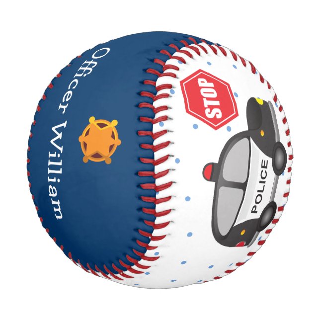 Little Boy Police Officer and Car Baseball (Schrägansicht)