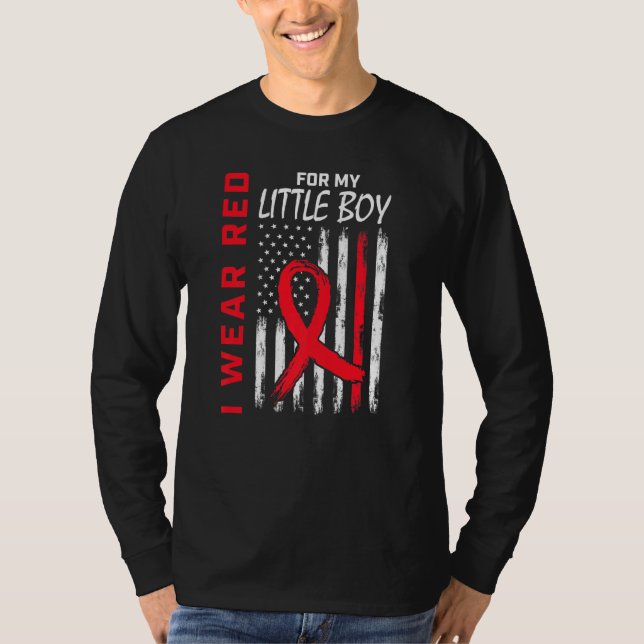 Little Boy Son Heart Disease Awareness Flag Matchi T-Shirt (Vorderseite)