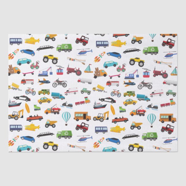 Little Boy Things That Move Vehicle Cars Kid Seidenpapier (Vorderseite)