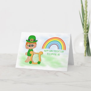 Little Boy with Harp, Rainbow, Saint Patrick's Day Karte