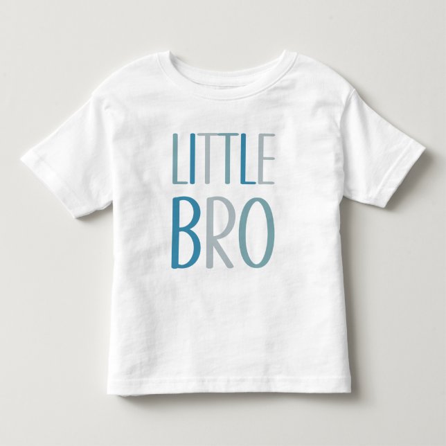 Little Bro Blue & Green Text Brother Sibling Boys Kleinkind T-shirt (Vorderseite)