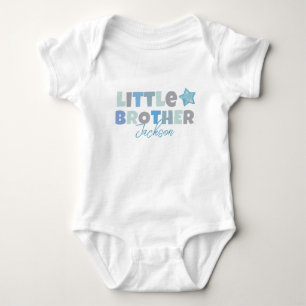 Little Brother, Baby Boy Announcement, Blue Modern Strampler
