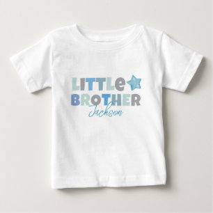 Little Brother, Baby Boy Announcement, Blue Modern T-shirt