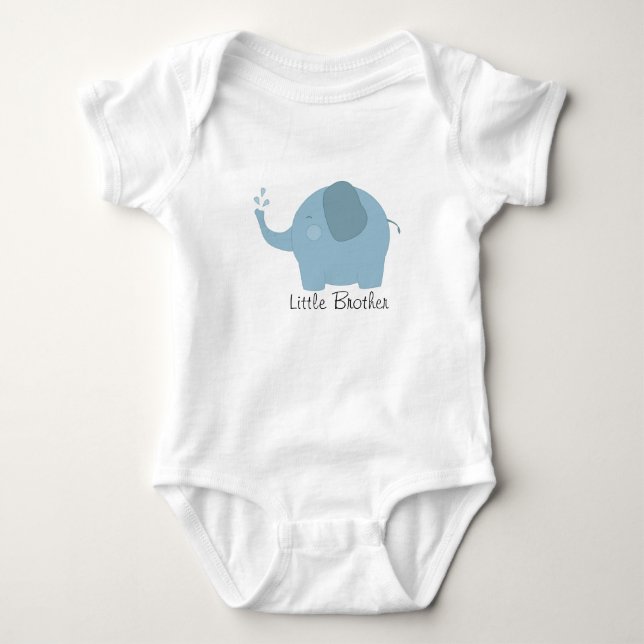 Little Brother Blue Elephant Baby T-Shirt Baby Strampler (Vorderseite)