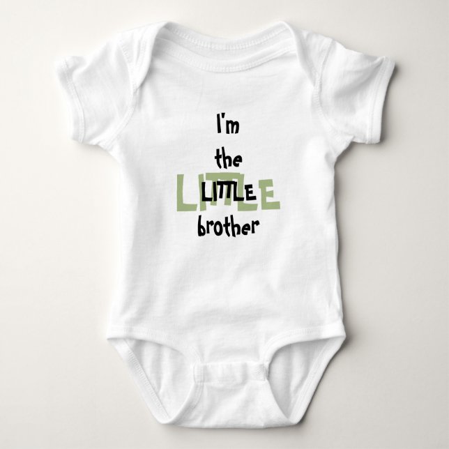 Little Brother Fun Green Black Text Baby Strampler (Vorderseite)