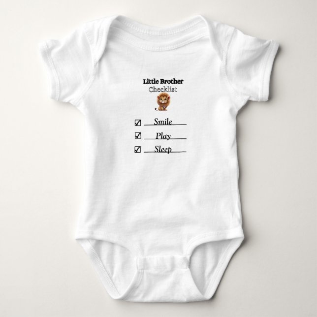 Little Brother Lion Checklist Bodysuit T - Shirt (Vorderseite)
