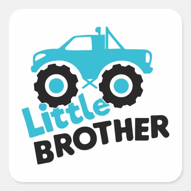 Little Brother Monster Truck Quadratischer Aufkleber (Vorderseite)