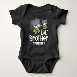 Little Brother Superhero Cat Custom Baby Strampler