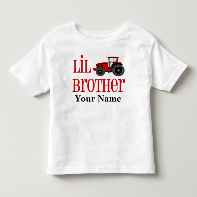 Little Brother Tractor Personalisierter T - Shirt (Vorderseite)