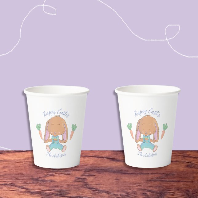 Little Brown Bunny Watercolor Osterpapier Cup Pappbecher (Cute Easter bunny paper cups .)