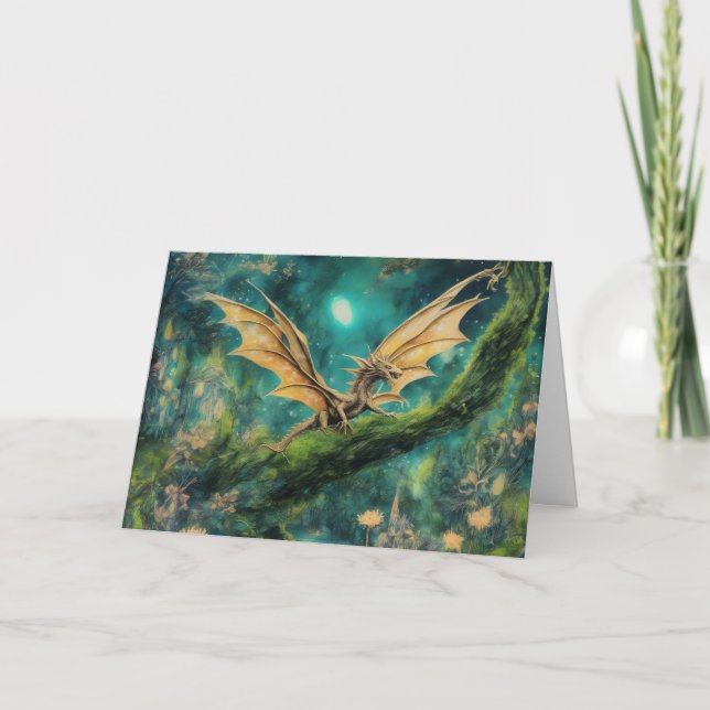 Little Brown Dragon Birthday Karte (Vorderseite)
