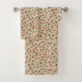 Little Brown Floral on Cream Badhandtuch Set