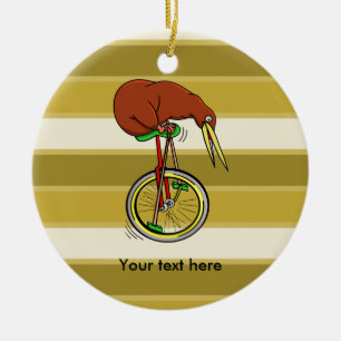 Little Brown Kiwi auf einem roten Einrad Keramik Ornament