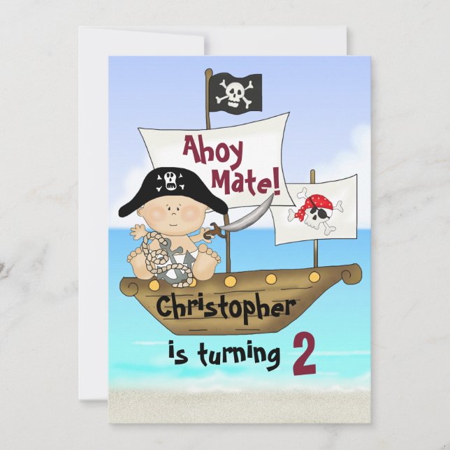 Little Buccaneer Anniversaire Pirate Invitation (Devant)