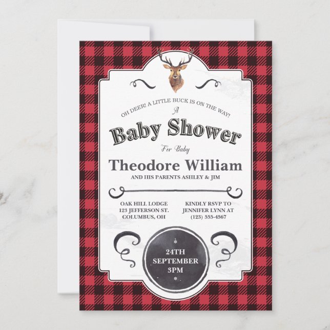Little Buck - Invitation au Baby shower des bois (Devant)