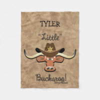 Little Buckaroo, Longhorn Steer Fleece Blanket