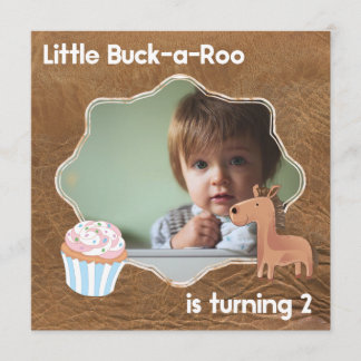 Little Buckaroo Zweites Geburtstagsbild Einladung