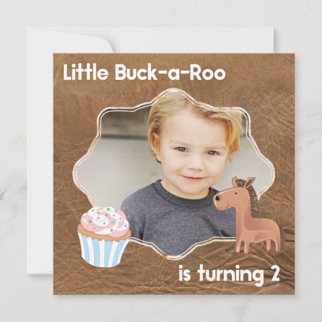 Little Buckaroo Zweites Geburtstagsbild Einladung (Vorderseite)