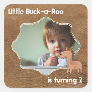 Little Buckaroo Zweites Geburtstagsbild Quadratischer Aufkleber