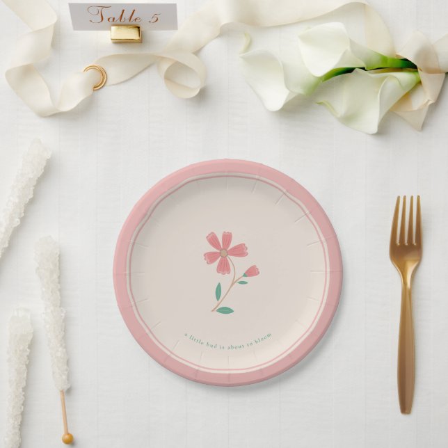 Little Bud Floral Hand Lettering Stickers Pappteller (Hochzeit)
