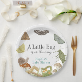 Little Bug Insects Mushroom Boy Baby Shower Pappteller