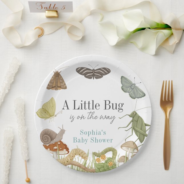 Little Bug Insects Mushroom Boy Baby Shower Pappteller (Hochzeit)