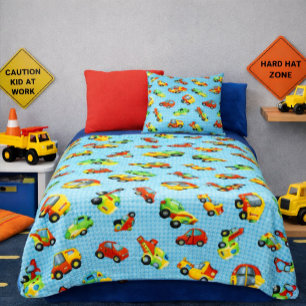Little Builder Bunte Autos & Baustellen-LKWs Fleecedecke