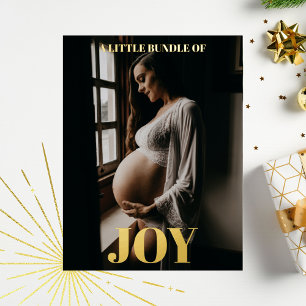 Little Bundle of Joy Pregnancy Announcement Gold Folie Einladungspostkarte