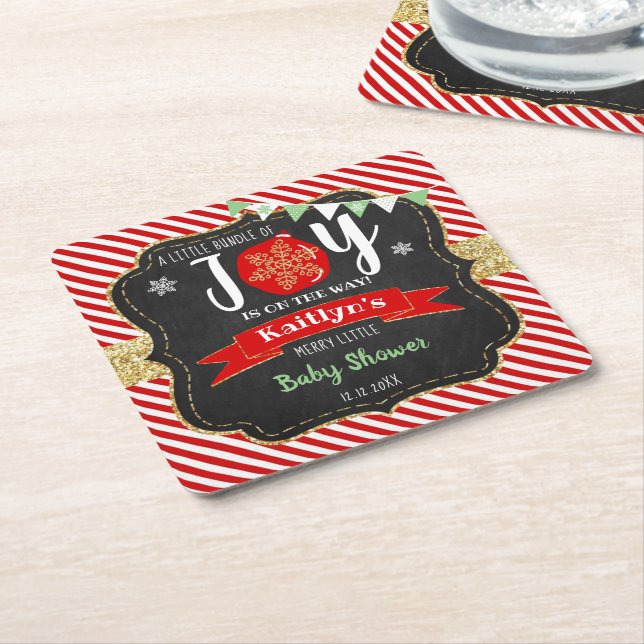 "Little Bundle of Joy" Weihnachtsdusche Rechteckiger Pappuntersetzer (angewinkelt)