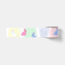 Little bunnies pink, rose, white on satin ribbon s