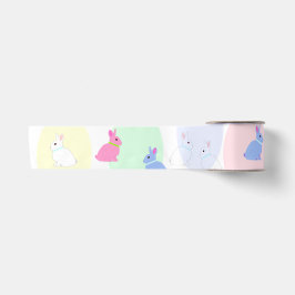 Little bunnies pink, rose, white on satin ribbon s satinband