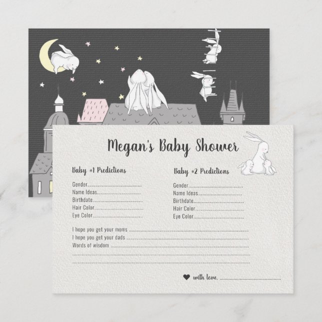 Little Bunnies | Twins Baby Shooting Game Einladung (Vorne/Hinten)