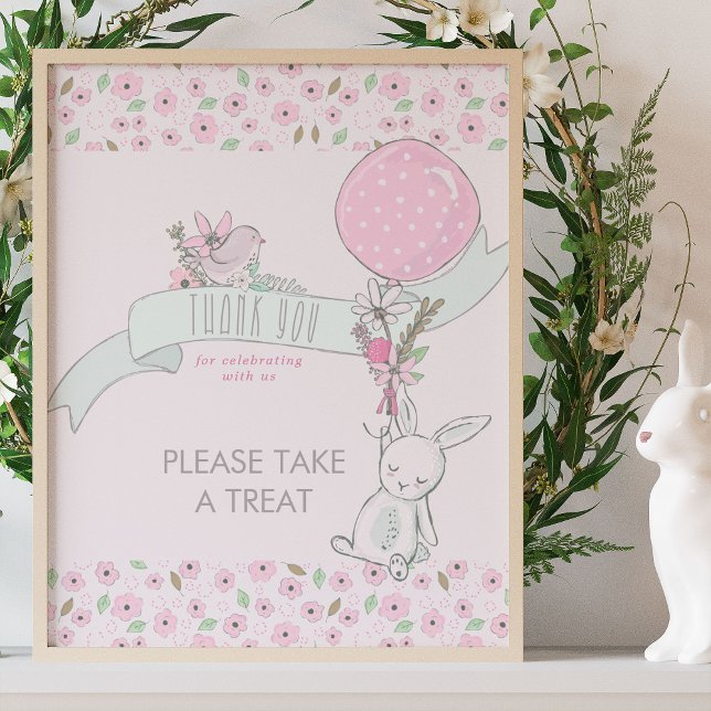 Little Bunny and Balloon Baby Dusche Leckerei Post Poster (Favor Table Poster from my Little Bunny & Balloon Baby Shower collection - buy printed or a download)