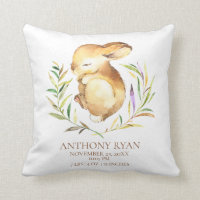 Little Bunny Baby Birth Stats Coussin